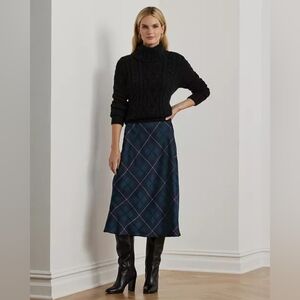 Ralph Lauren - Plaid Satin Charmeuse Midi Skirt